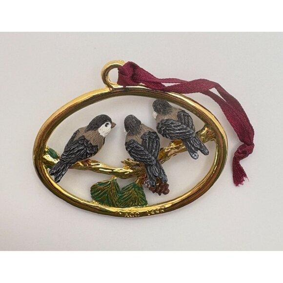 Chickadee Bird Trio Christmas Tree Ornament Winter Visitors Carlton Cards - Picture 2 of 6